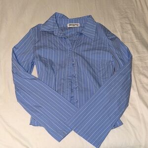 Princess Polly Light Blue Striped Shirt